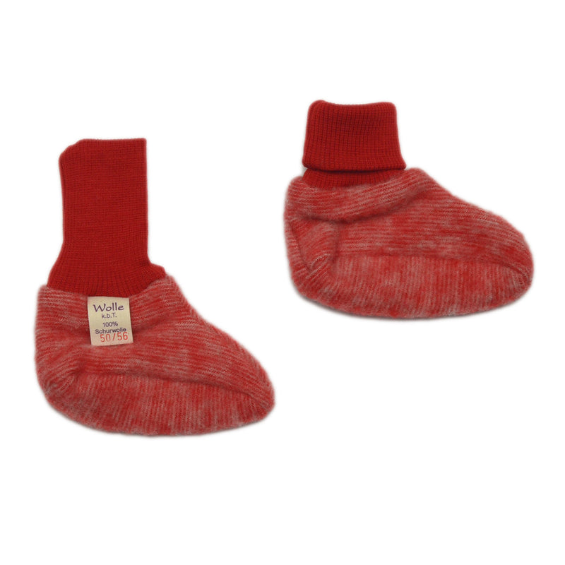 Baby-Schühchen 100% Wollfleece von Cosilana 50/56 Rot Melange