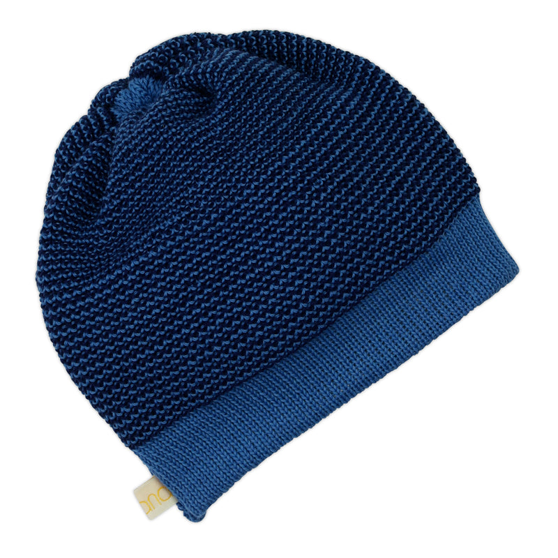 Kinder Beanie Bio-Merinoschurwolle, Blau-Melange, Gr. 01 (42-46 cm) von Disana