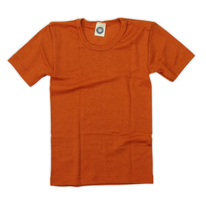 Cosilana Kinder Unterhemd 1/4 Arm, Farbe Safran-Orange, Größe 140