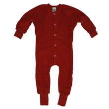 Laden Sie das Bild in den Galerie-Viewer, Cosilana Schlafanzug/Overall ohne Fuß, Größe 74, Farbe Rot aus 100% Schurwolle kbT
