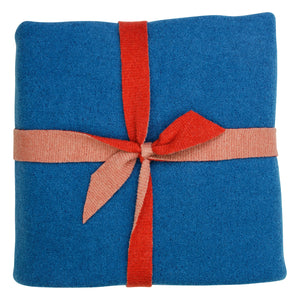 Double-face woolwalk blanket made of 100% organic virgin wool blue-marine 100x135 cm