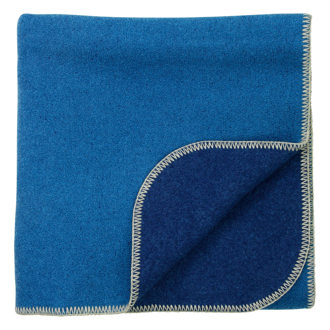 Double-face woolwalk blanket made of 100% organic virgin wool blue-marine 100x135 cm
