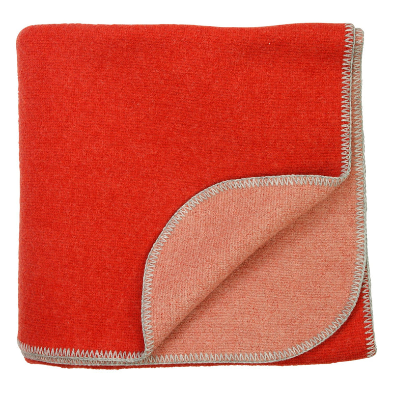 Double-face woolwalk blanket made of 100% organic virgin wool red-rose 100x135 cm