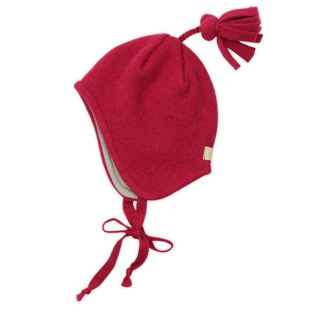 Disana - Walk-Mütze Wolle rot Größe: L/3 mit Bommel